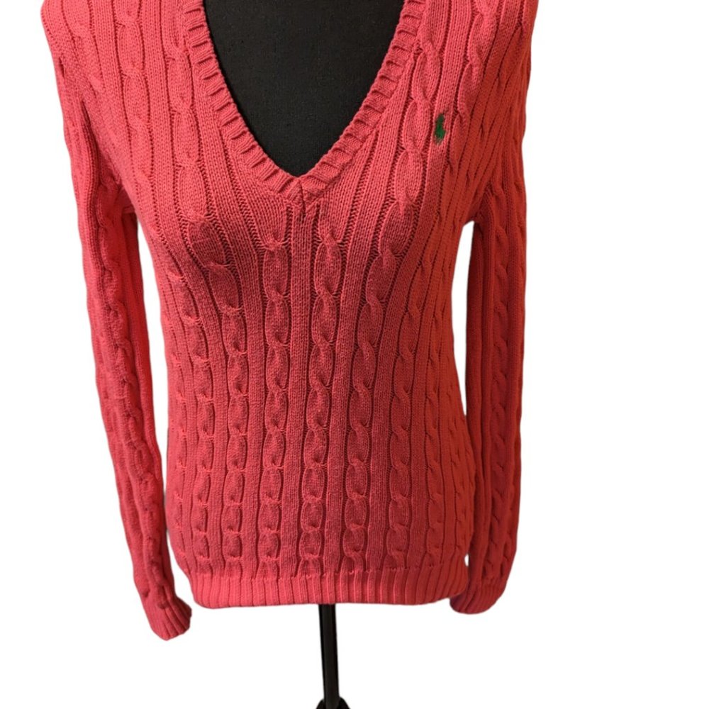 Ralph Lauren Sport Pink V-Neck  Sweater Size: M